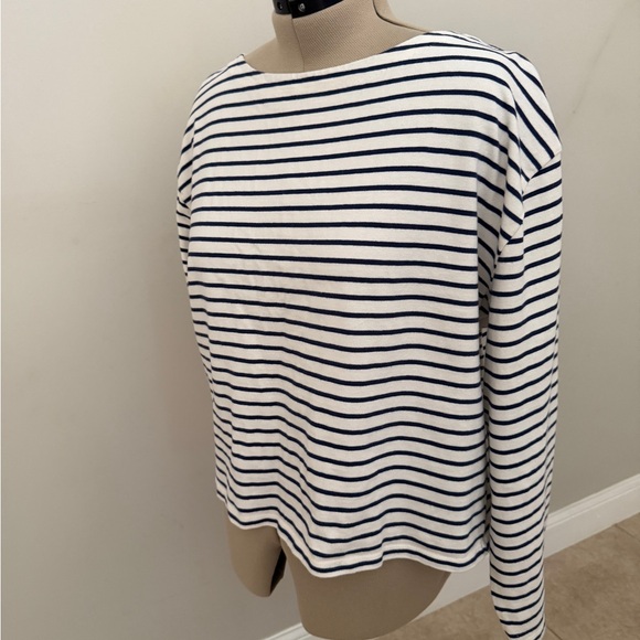 J. Crew Navy & White Striped Bow-Back Top - Picture 3 of 7